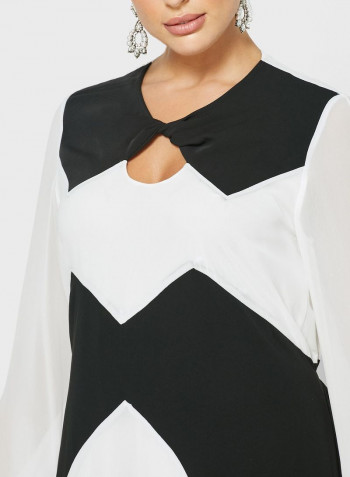 Cut Out Detail Maxi Dress White/Black