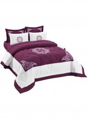 Microfiber Embriodery Comforter 6 Pcs Set King Fabric Brown 240 xcm