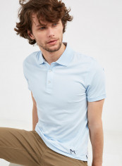 Unique Accent Short Sleeves Polo T Shirt Sky Blue