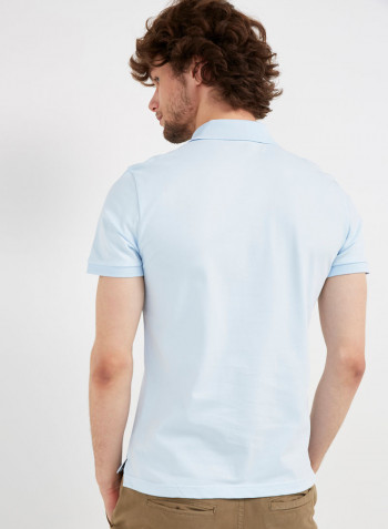 Unique Accent Short Sleeves Polo T Shirt Sky Blue