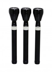 Set Of 3 Gfl4658 Rechargeable LED Flashlight Black 7x25cm