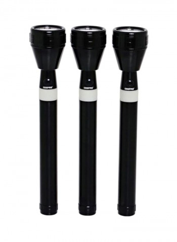Set Of 3 Gfl4658 Rechargeable LED Flashlight Black 7x25cm
