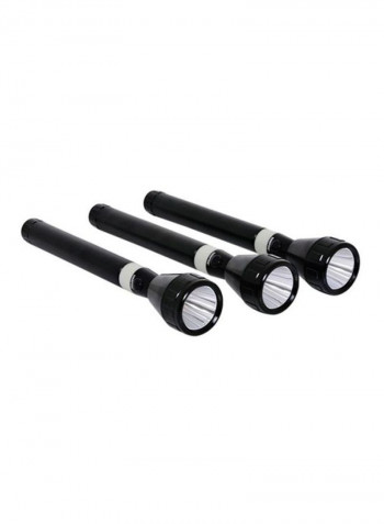 Set Of 3 Gfl4658 Rechargeable LED Flashlight Black 7x25cm