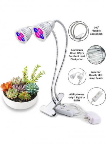 10W Desk Clip Dual Head LED Plant White 6x12centimeter