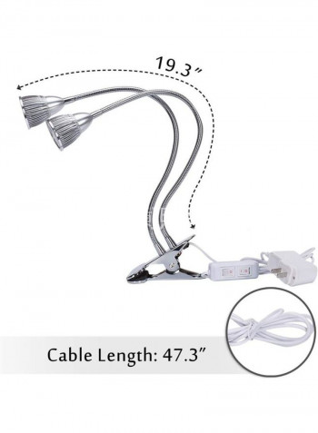 10W Desk Clip Dual Head LED Plant White 6x12centimeter