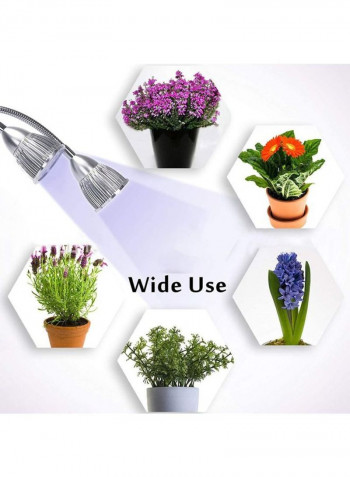 10W Desk Clip Dual Head LED Plant White 6x12centimeter