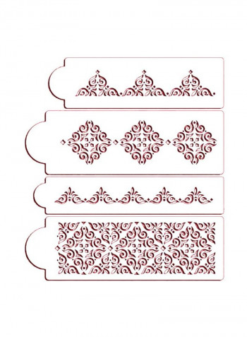 4-Piece Decorative Cake Stencils Red/White