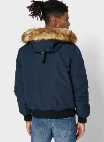 Everest Hooded Bomber Jacket كحلي