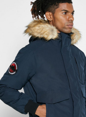 Everest Hooded Bomber Jacket كحلي