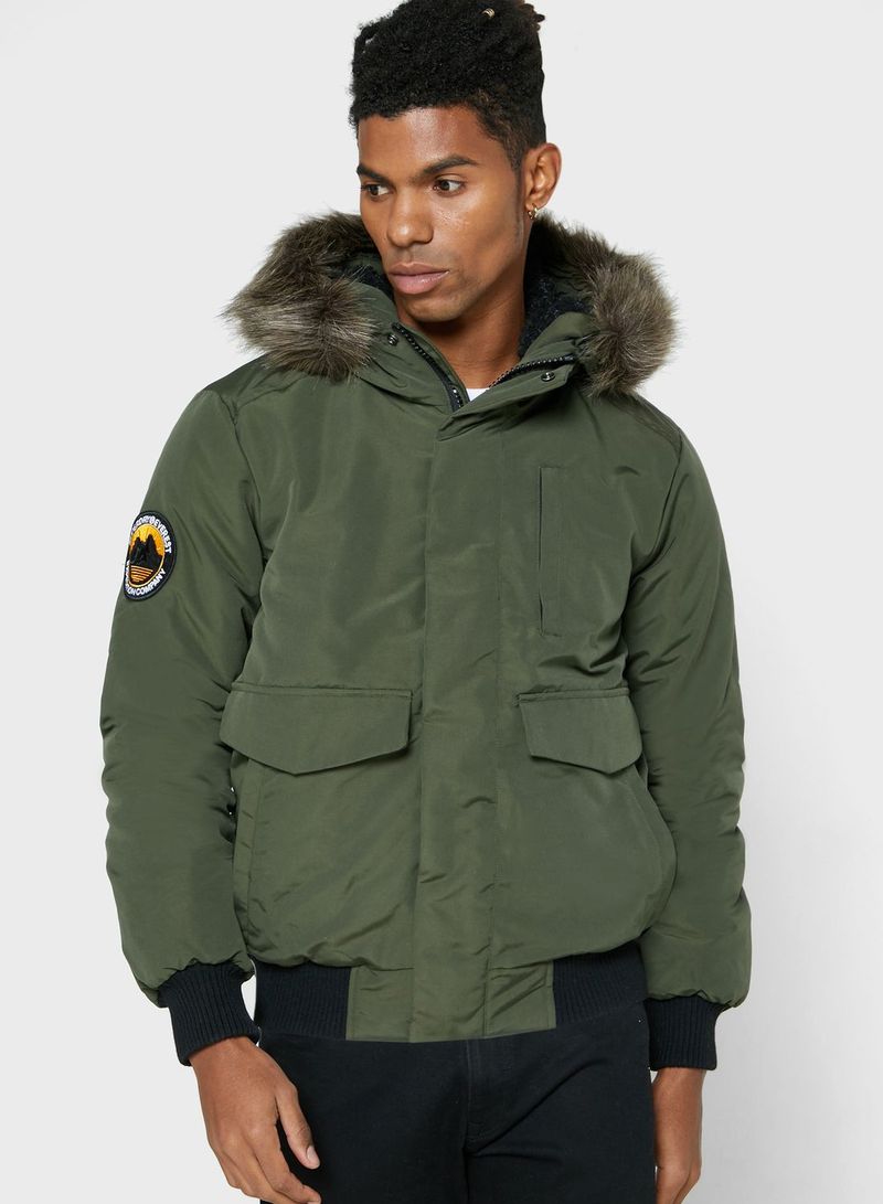 Everest Solid Bomber Jacket Khaki Green