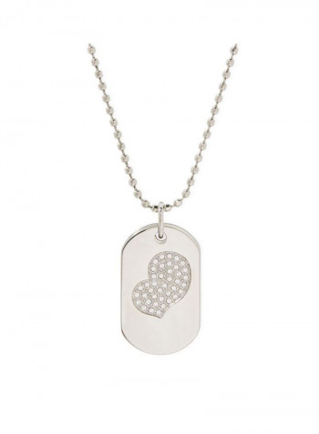 Crystal Studded Pendant Necklace Silver