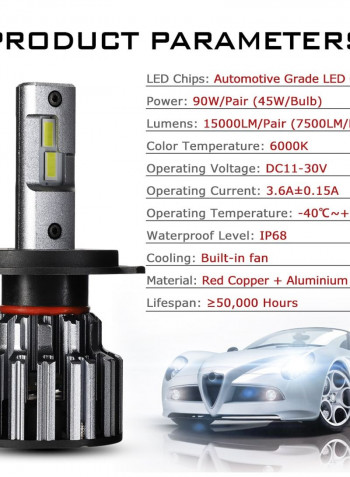 H7 10000LM Automobile Headlamp Fog Lights 12V 24V