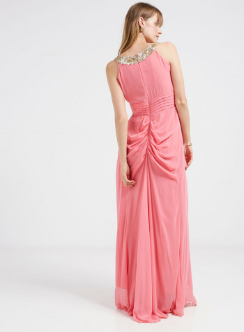 Sequin Detailed Sleeveless Maxi Dress Pink