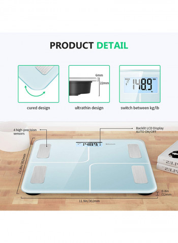 Smart Digital Scales Blue 11.88x11.88x0.85inch