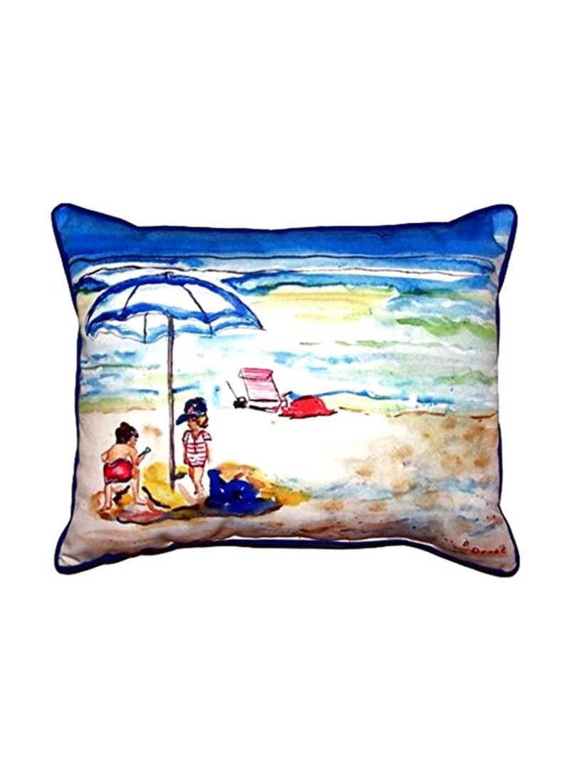 Playing On The Beach Printed Decorative Pillow Multicolour 20x24x6inch