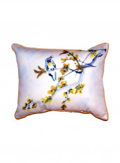 Bird And Forsythia Decorative Pillow Multicolour 20x24inch