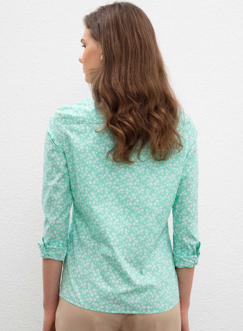 All-Over Printed Shirt Turquoise