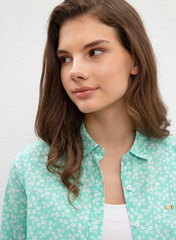 All-Over Printed Shirt Turquoise