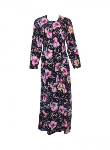 Floral Printed Front Slit Dress Multicolour