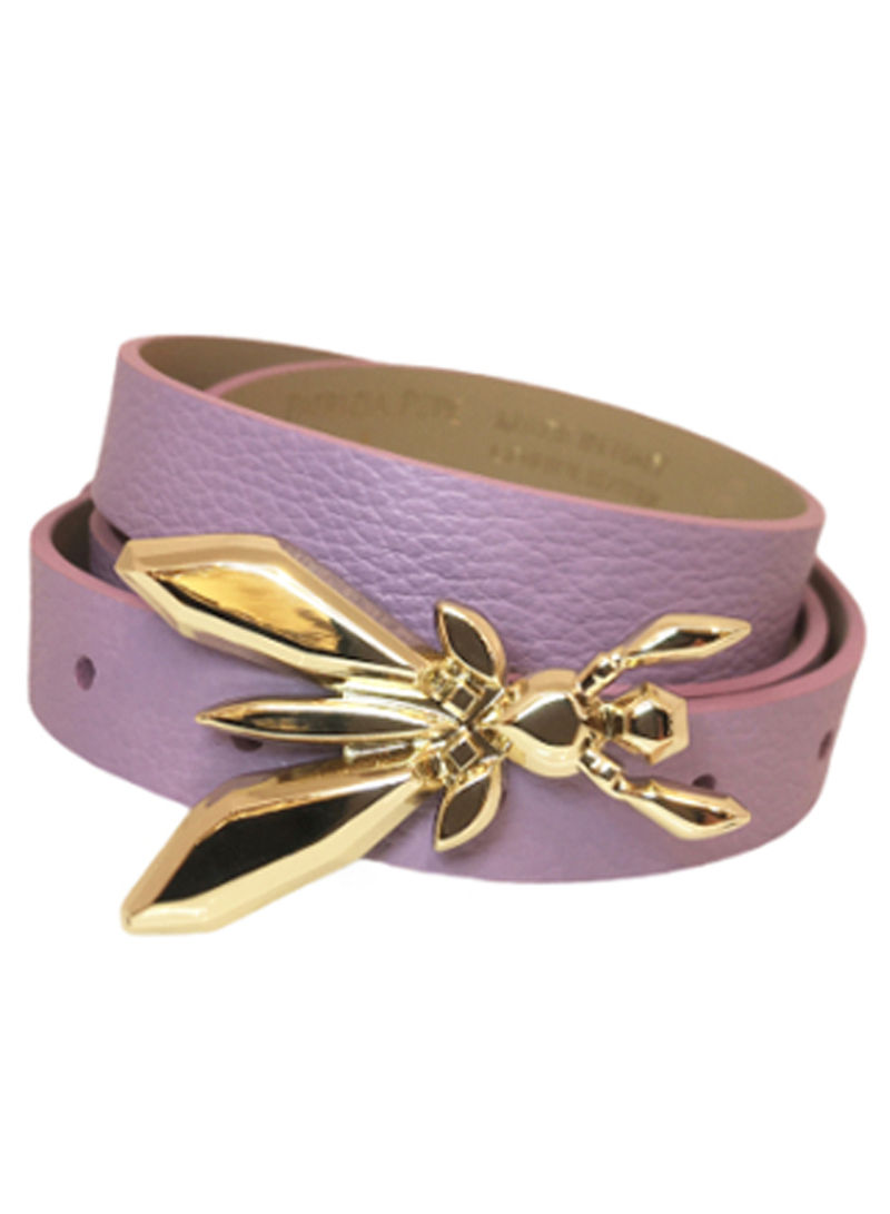 Leather Fly Buckle Belt Lilac/Gold