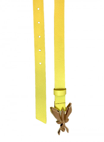 Leather Fly Buckle Belt Spring Yellow/Gold