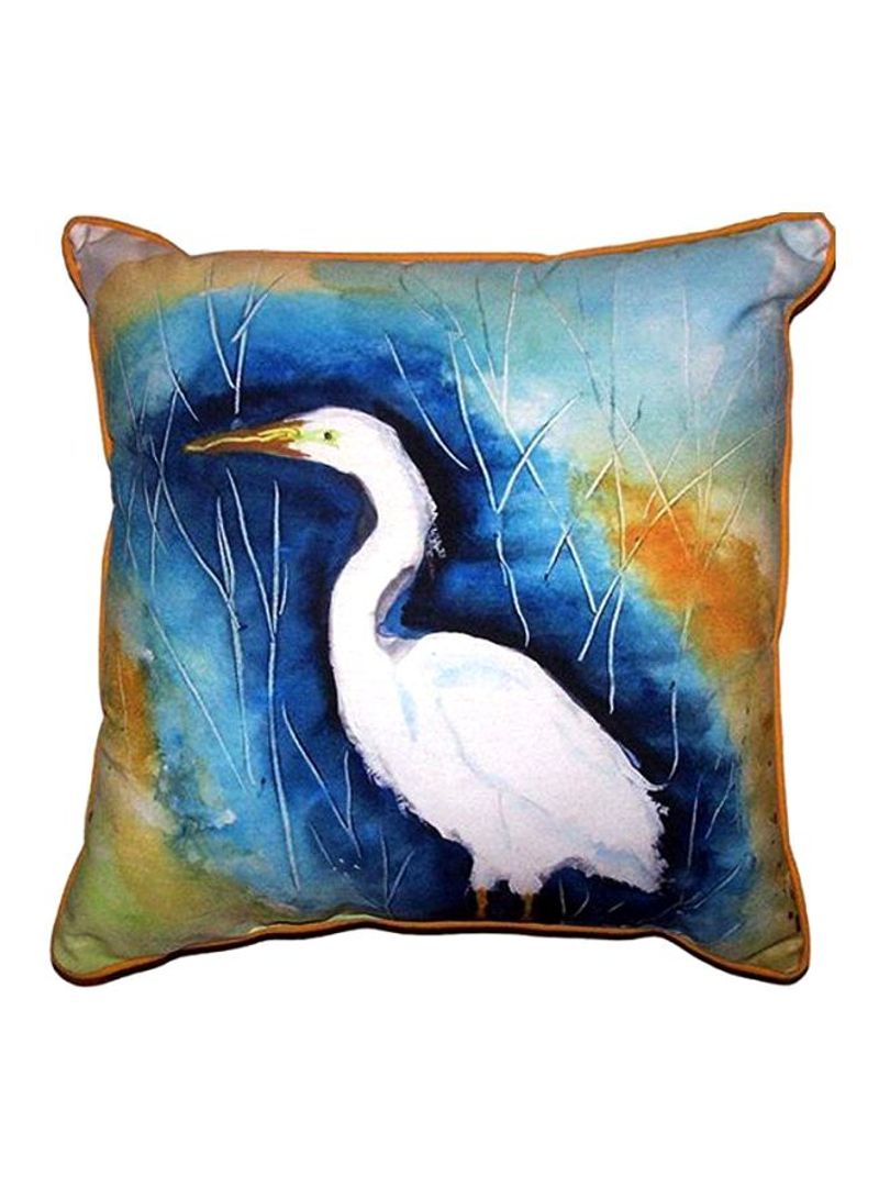 Great Egret Printed Pillow Multicolour 20x20inch