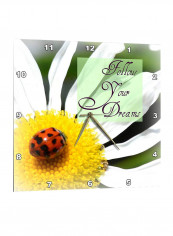 Ladybug And Daisy Flower Printed Wall Clock Multicolour 13 x 13inch
