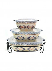 3-Piece Old World Nested Square Bakerware Set Eggplant