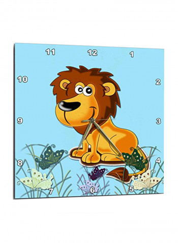 Cute Lion Design Wall Clock Blue 13inch