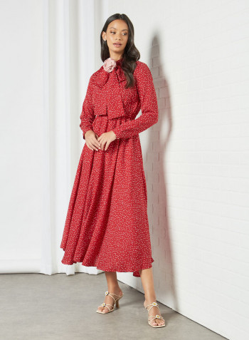 Dot Print Dress Red