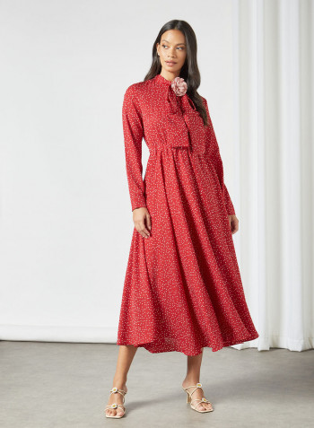 Dot Print Dress Red