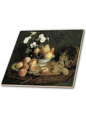 Flowers And Fruit On A Table Printed Decorative Tile Multicolour