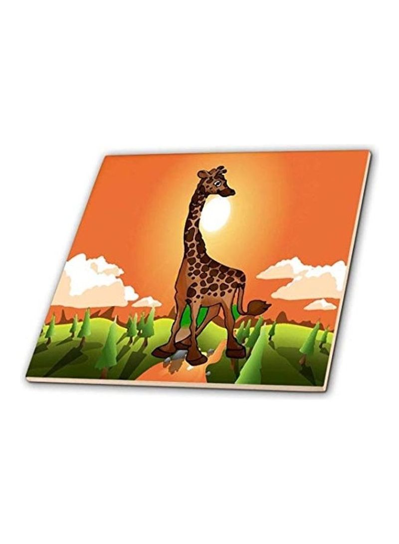 Happy Giraffe Ceramic Tile Multicolour 12 x 12inch