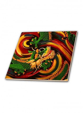 Oriental Dragon Abstract Art Printed Coaster Multicolour