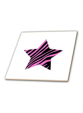 Zebra Star Shape Print Ceramic Tile White/Black/Pink 12  x 12inch