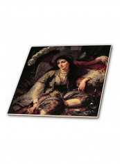 Algerian Woman and Her Slave Printed Ceramic Tile Multicolour