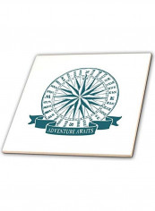 Compus Printed Decorative Tile White/Blue 12x12x0.25inch