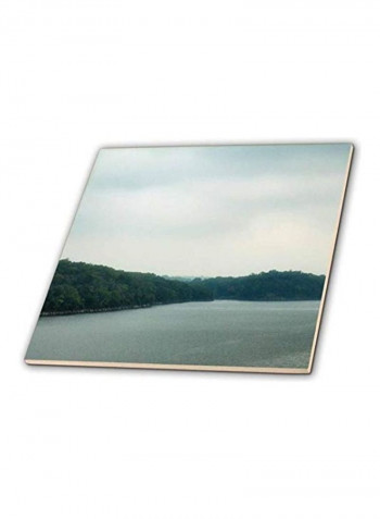 View Of Water From A Bridge Printed Coaster Multicolour