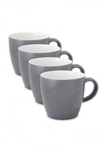 4-Piece Tea Cup With Handle Grey