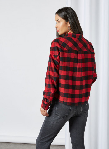 Gingham Check Relaxed Fit Shirt Wine Red/Black
