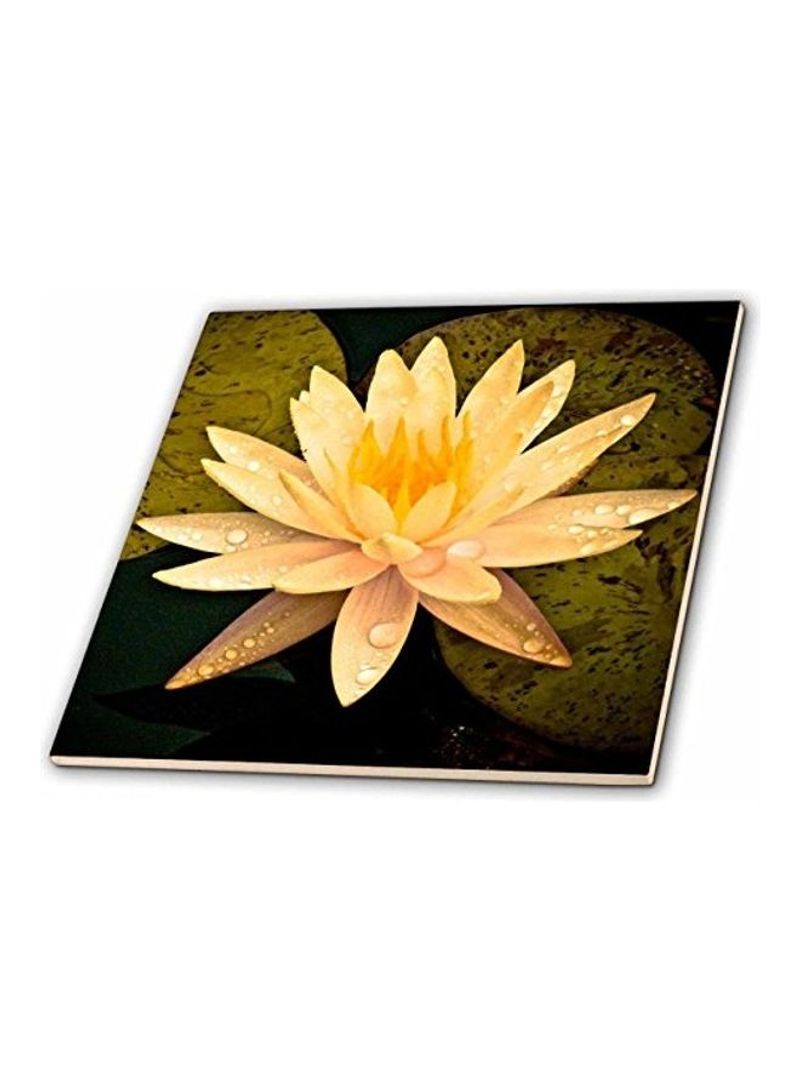 Lotus Flower Ceramic Tile Yellow/Green
