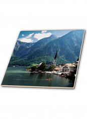 Dachstein Alps Printed Decorative Tile Green/Blue/Beige 31cm