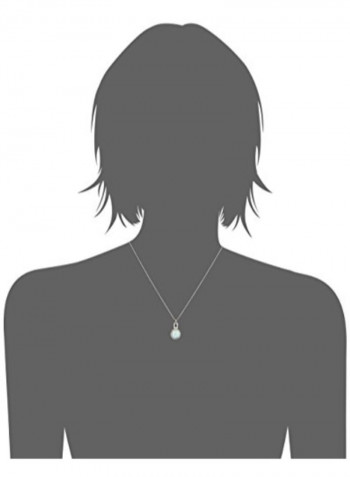 925 Sterling Silver Created Opal Oval with Diamond Pendant Necklace