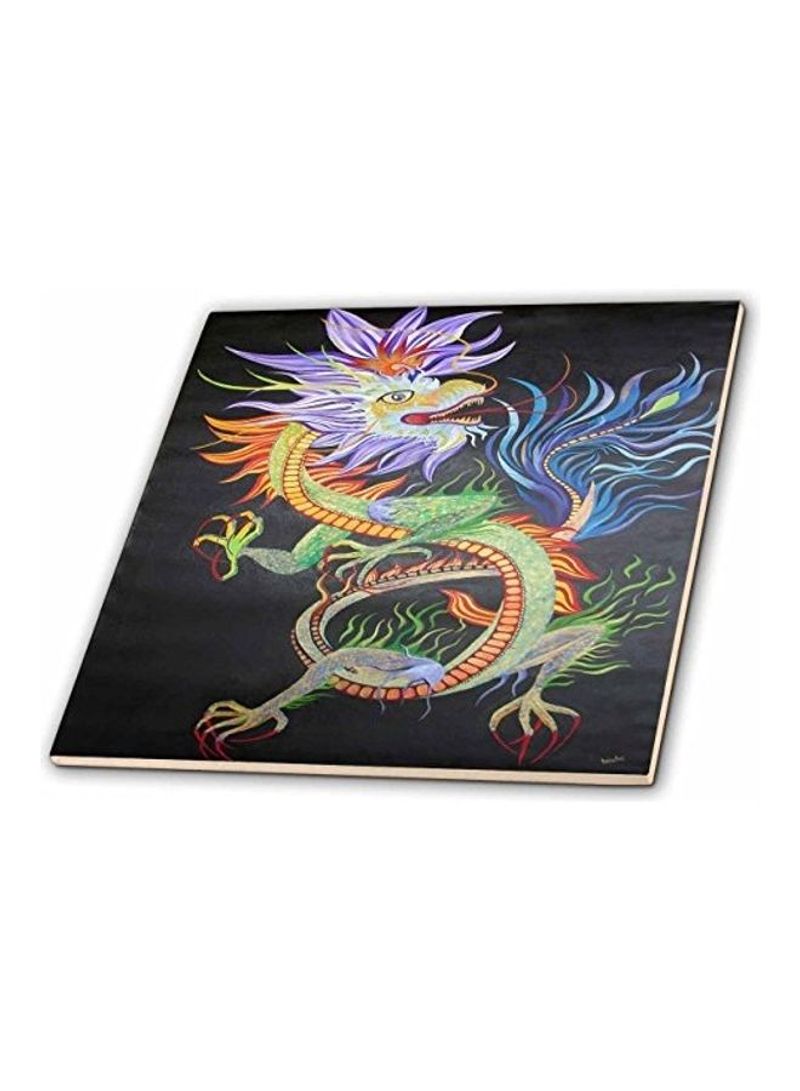 Chinese Dragon Printed Ceramic Tile Multicolour 12  x 12inch