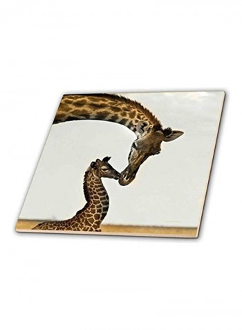 Giraffe Mama And Baby Ceramic Tile Multicolour 12 x 12inch