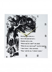 Alice In Wonderland Printed Wall Clock Black/White 13 x 13inch