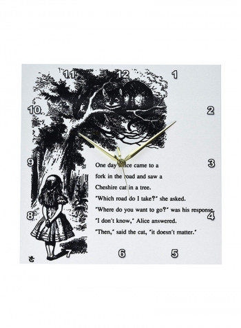 Alice In Wonderland Printed Wall Clock Black/White 13 x 13inch