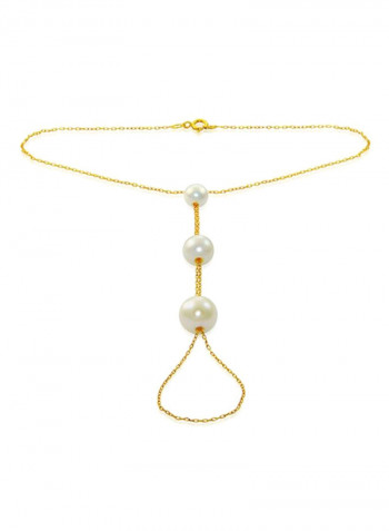 10 Karat Gold Gradual Pearls Bracelet Ring