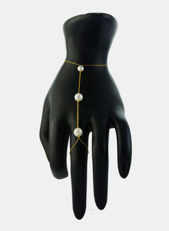 10 Karat Gold Gradual Pearls Bracelet Ring