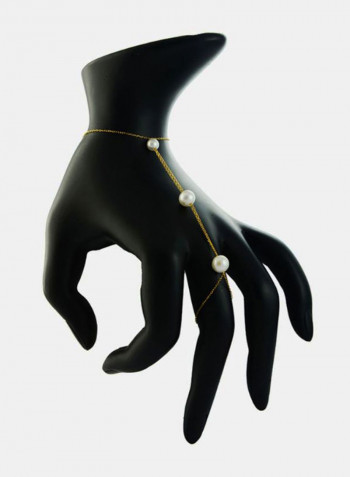 10 Karat Gold Gradual Pearls Bracelet Ring